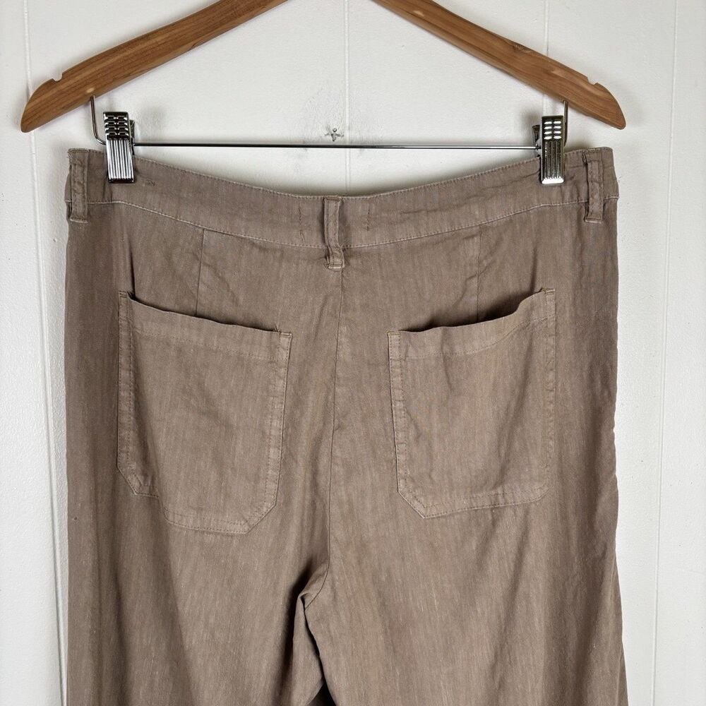 KUT From The Kloth Topaz Womens Size 8 Wide Leg Cropped Pants Taupe Linen Blend - Picture 7 of 11